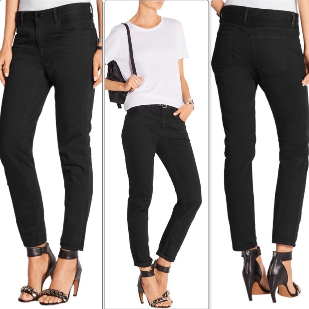 🆕ALEXANDER WANG BLACK LEATHER BELT LOOP STRAIGHT-LEG RELAXED LOOSE 002 JEANS